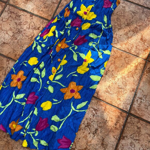 Colourful Vintage Floral Midi Dress - Picture 1 of 4
